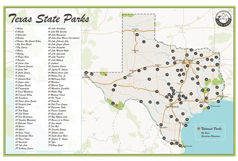State Parks in Texas Map